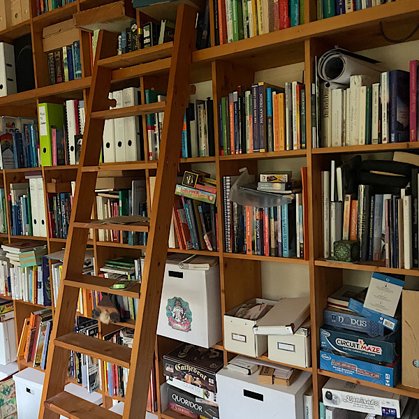 Büchergestell mit Reeling und Leiter